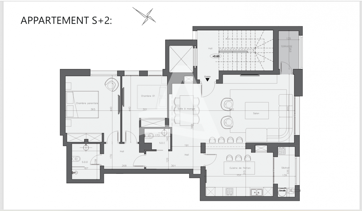 Appartement S2 sur plan à vendre à La Marsa image 0