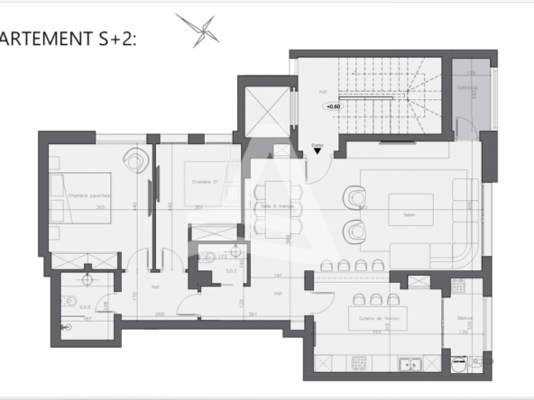 Appartement S2 sur plan à vendre à La Marsa image 0